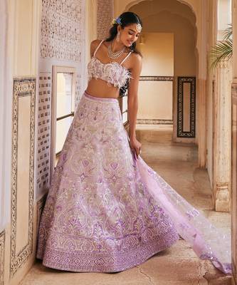 Purple Embroidered Lehenga Set 2