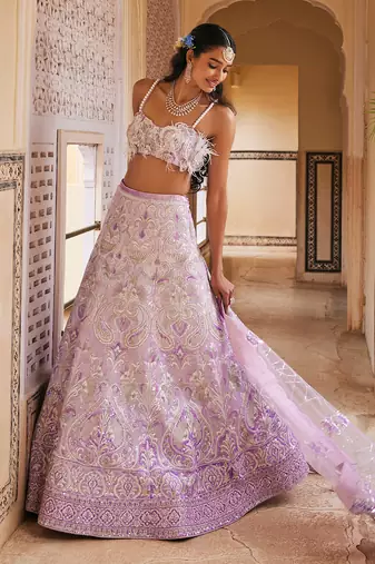 Purple Embroidered Lehenga Set