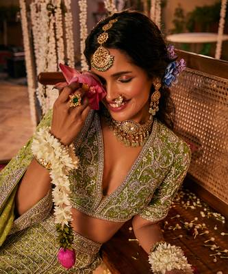 Green Embroidered Lehenga Set 3