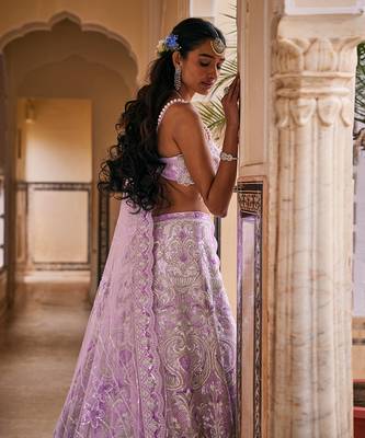 Purple Embroidered Lehenga Set 3