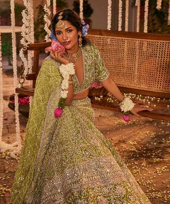 Green Embroidered Lehenga Set 4