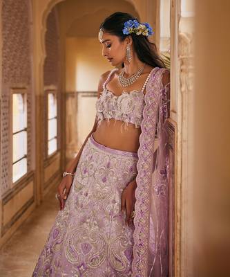 Purple Embroidered Lehenga Set 4