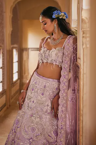 Purple Embroidered Lehenga Set