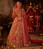 Red Embroidered Lehenga Set