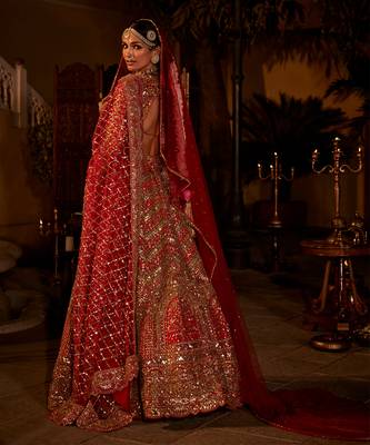 Red Embroidered Lehenga Set 3