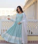 Designer Gown  With Sequins Embroidery