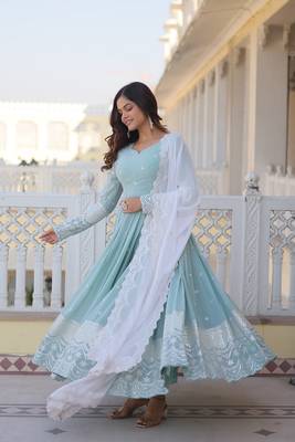Designer Gown  With Sequins Embroidery 4