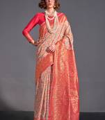 Off White Kashmiri Silk Kashmiri Chaap Jacquard Woven Saree With Blouse