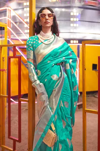 rama silk blend blend jacquard woven saree with blouse