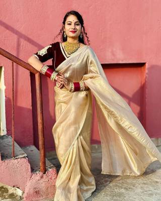 New Desginer Crush Tissue Saree 1