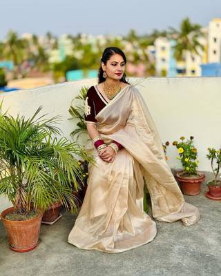 New Desginer Crush Tissue Saree 2