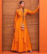 Orange silk embroidery gown