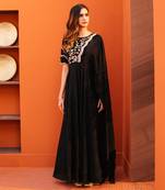 Black crepe embroidery gown