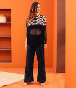 Blue silk embroidery pant set