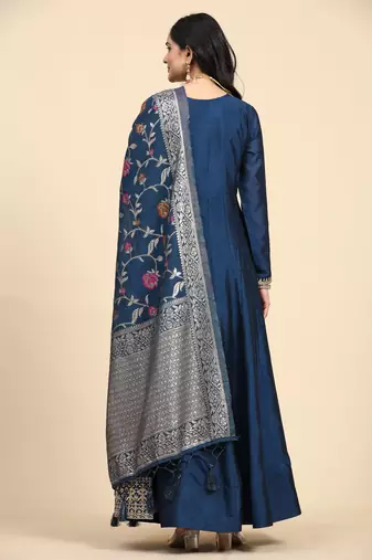 Trendmalls Women's Anarkali Suit Set with Jacquard Dupatta Kurta Set for Women