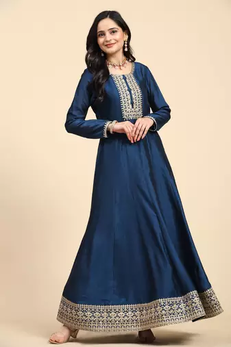 Trendmalls Women's Anarkali Suit Set with Jacquard Dupatta Kurta Set for Women