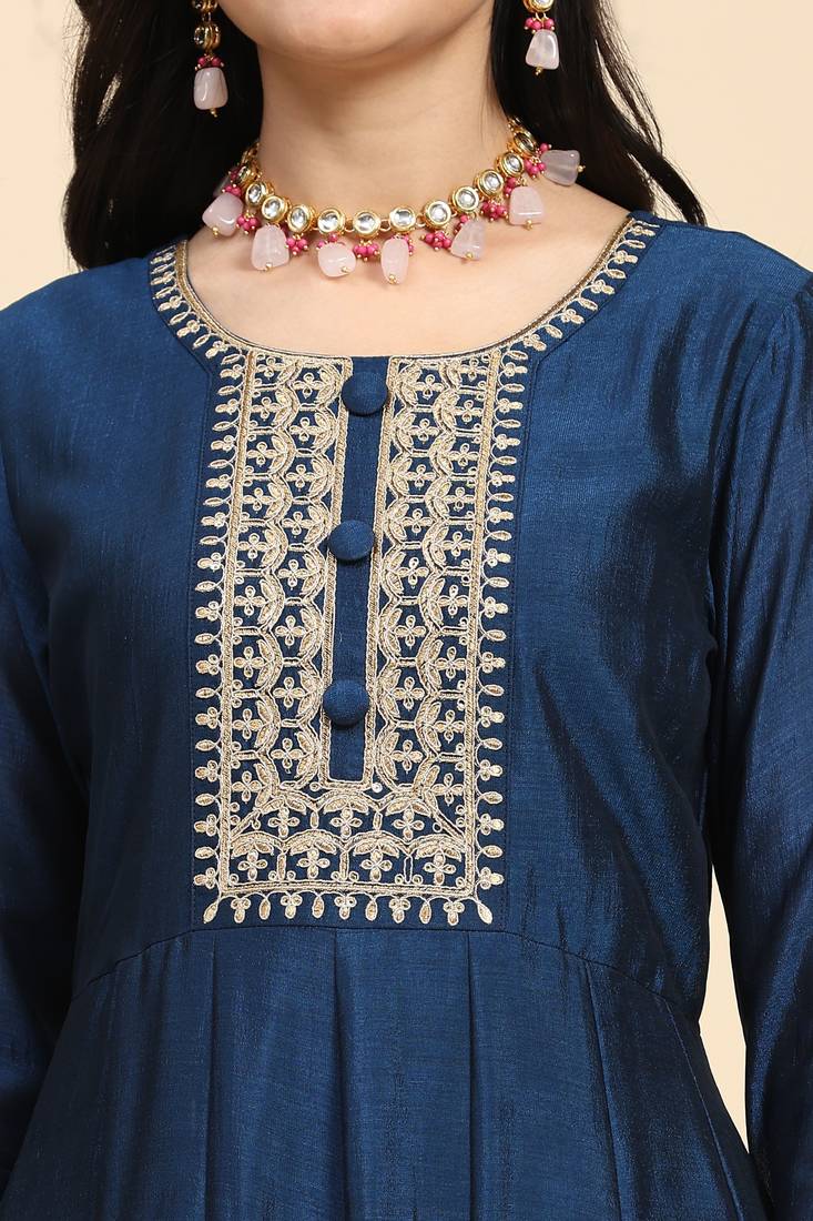 Women's Anarkali Suit Set with Jacquard Dupatta Kurta Set for Women