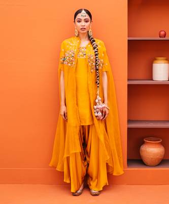 Yellow organza kurta sets 1