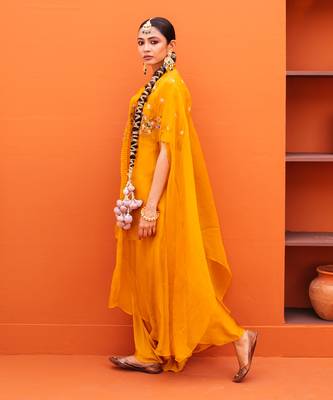 Yellow organza kurta sets 2