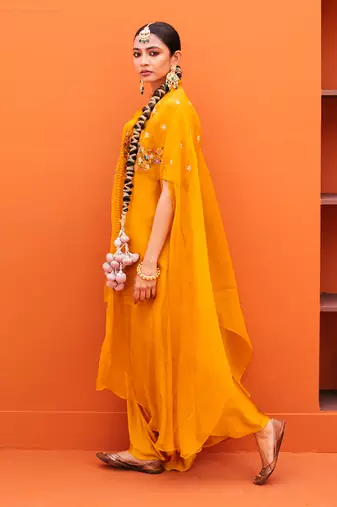 Yellow organza kurta sets