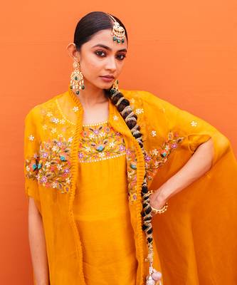 Yellow organza kurta sets 3
