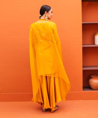 Yellow organza kurta sets 4