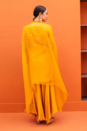 Yellow organza kurta sets