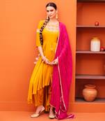 Yellow silk kurta sets