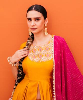 Yellow silk kurta sets 2