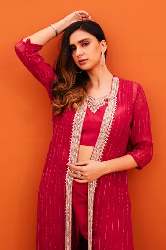 Red silk sharara sets