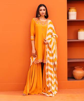 Orange silk sharara sets 1