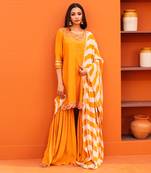 Orange silk sharara sets