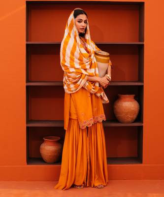 Orange silk sharara sets 2