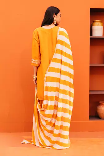 Orange silk sharara sets