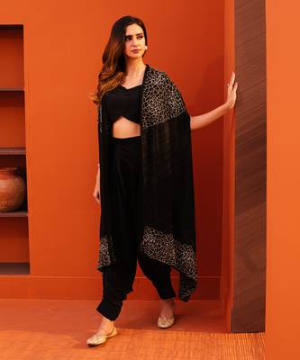 Black crepe dhoti pant set 1