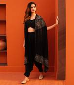 Black crepe dhoti pant set