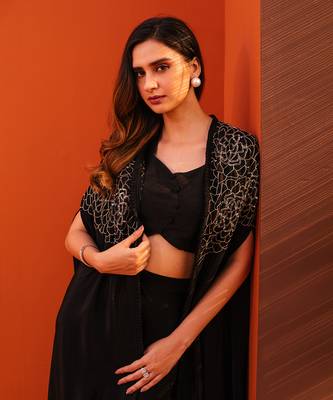 Black crepe dhoti pant set 2