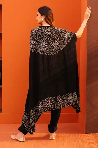 Black crepe dhoti pant set
