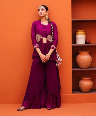 Purple silk sharara sets 1