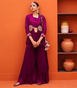 Purple silk sharara sets