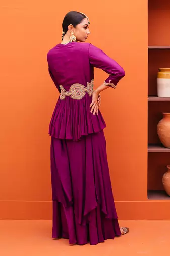 Purple silk sharara sets