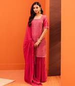 Red silk embroidery sharara sets