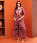 Purple silk embroidery pant set