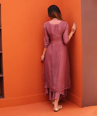 Purple silk embroidery pant set 3
