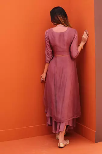 Purple silk embroidery pant set