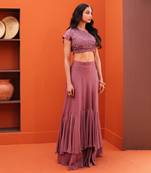 Purple Silk Embroidery Lehenga Set