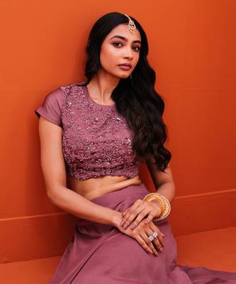 Purple Silk Embroidery Lehenga Set 2