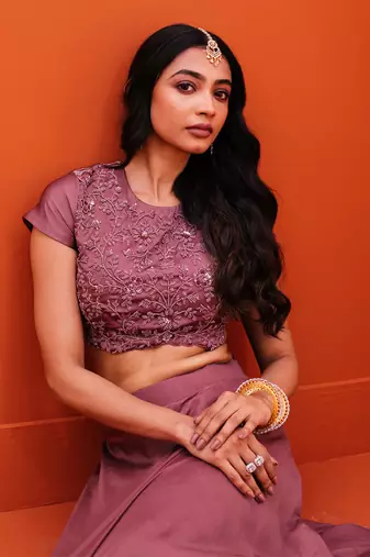 Purple Silk Embroidery Lehenga Set