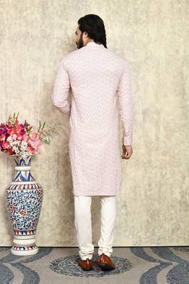 Rust plain cotton kurta pajama 3
