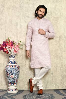Rust plain cotton kurta pajama 4